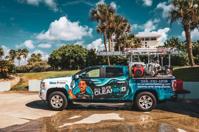 All Elite Cleaning truck with professional exterior-cleaning equipment